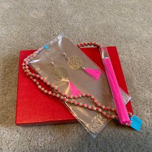 Shiraleah Chicago Pink Bali Necklace and Earrings Set NWT